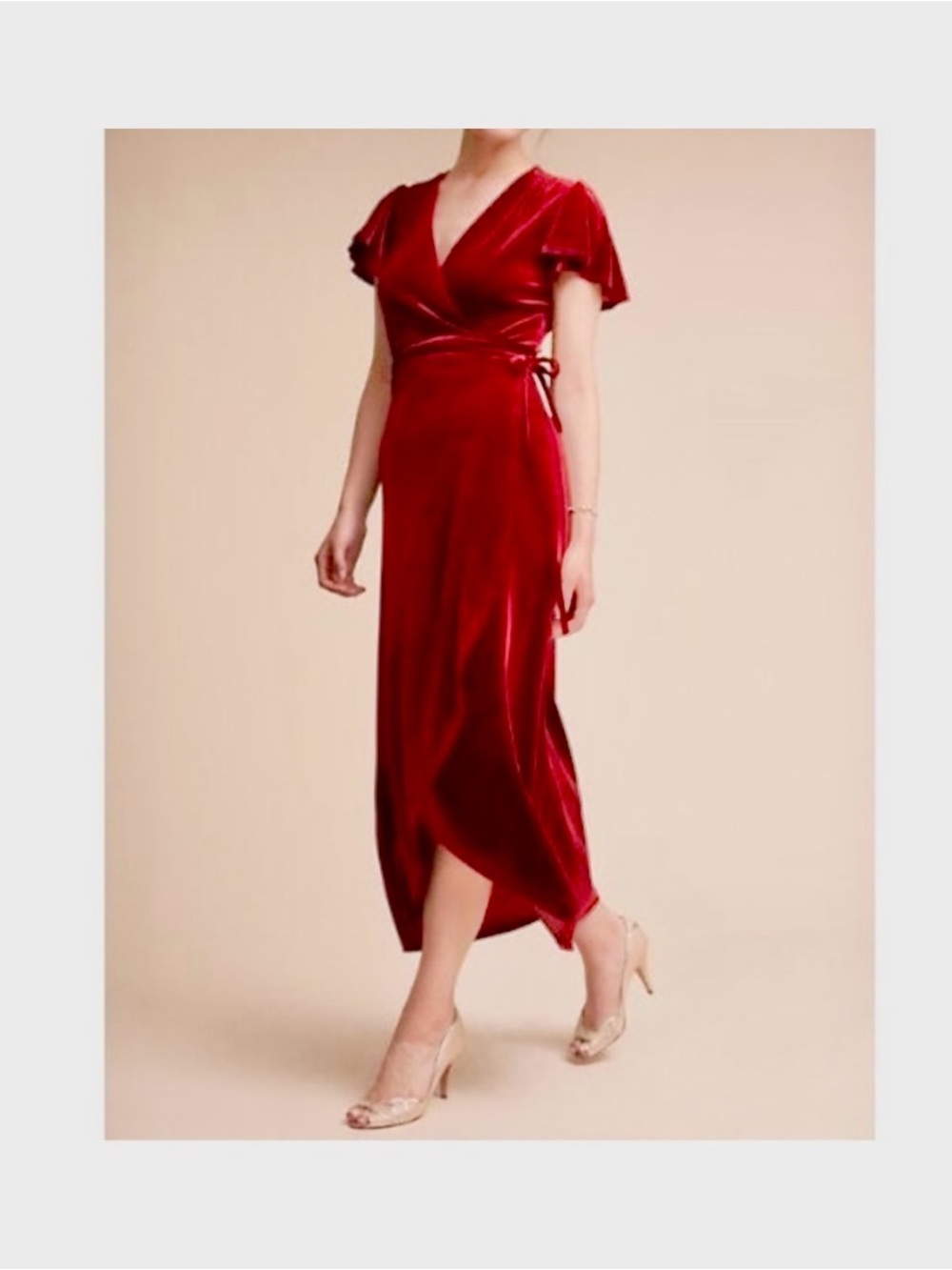 Anthropologie BHLDN Thrive Velvet Wrap Dress S